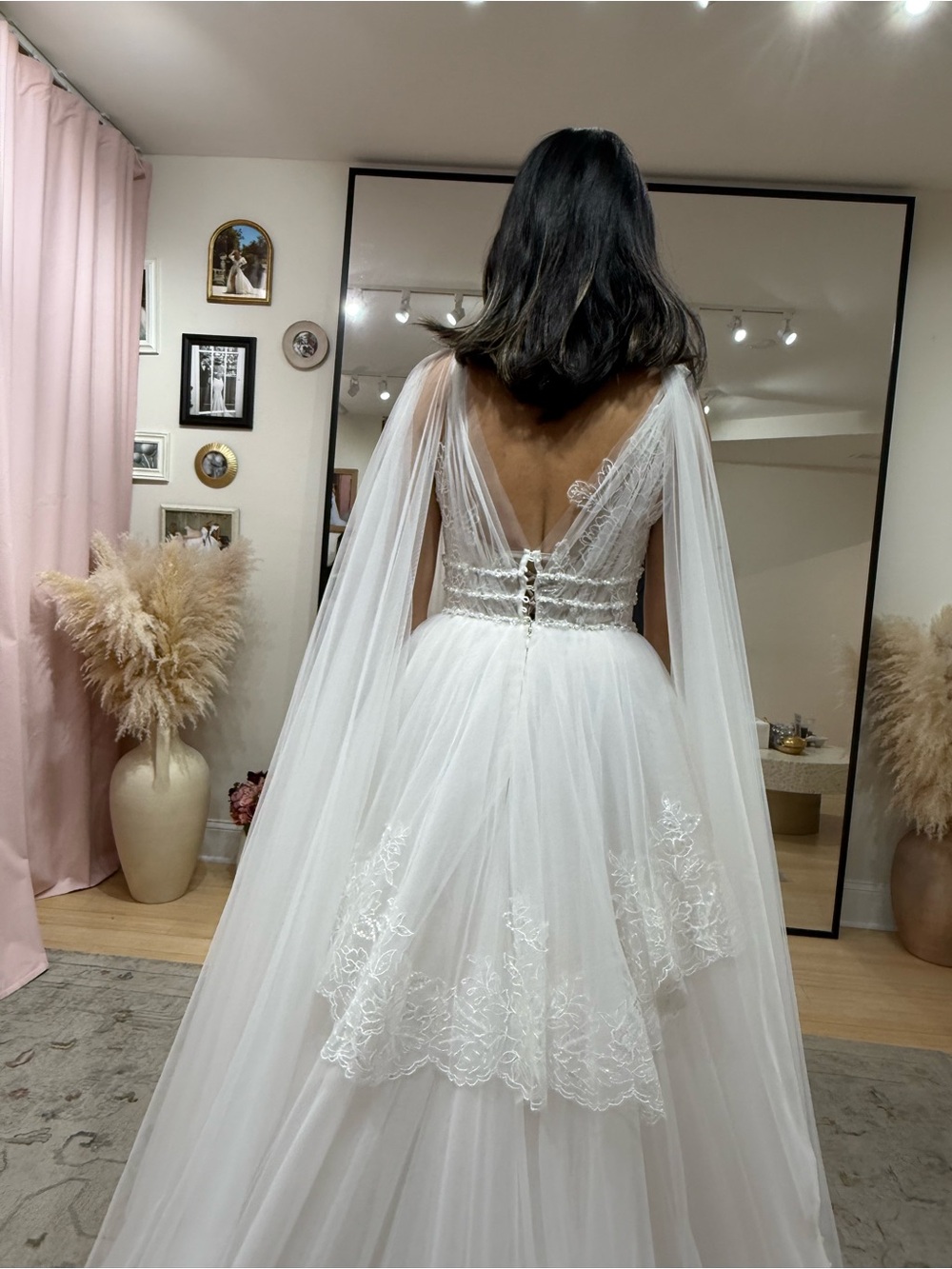 Ivory Lace Tiered A Line Wedding Dress - Picture 4 of 6